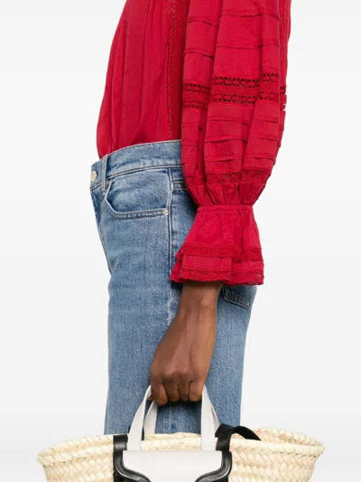 Alice And Olivia Josephine Cotton Blouse In Red