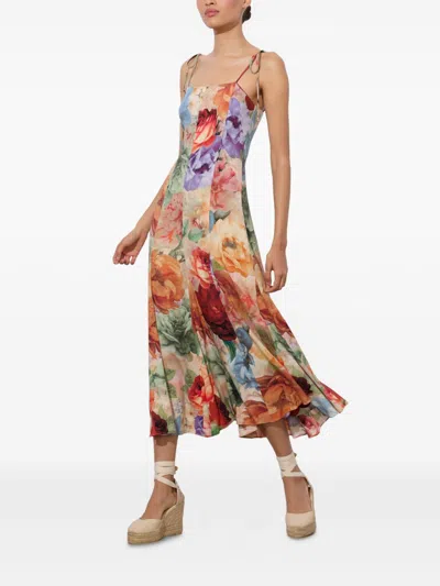 Alice And Olivia Jeanette Tie Shoulder Dress In Multi