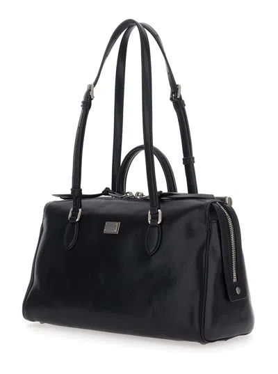 Dolce & Gabbana Calf Leather Shoulder Bag Vittoria Model In Black
