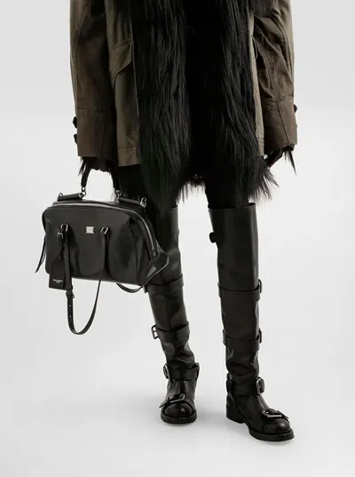 Dolce & Gabbana Calf Leather Shoulder Bag Vittoria Model In Black