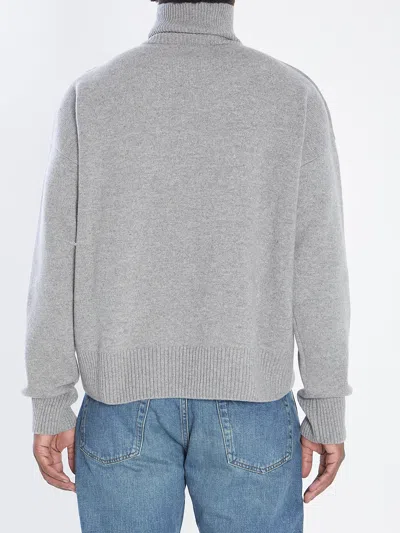 Ami Alexandre Mattiussi Ami Paris Melange Grey Wool Blend Oversize Sweater In Gray