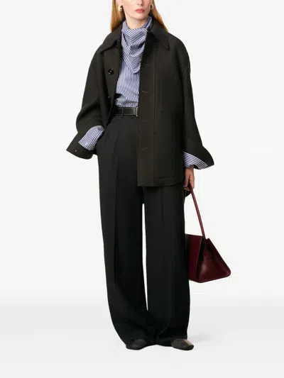 Ami Alexandre Mattiussi Wool Jacket With Long Sleeves And Buttoned Cuffs In Black