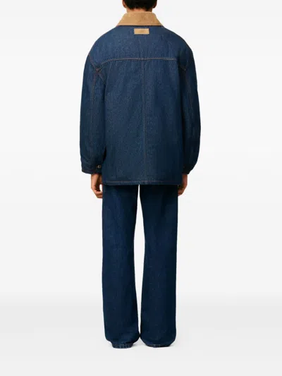 Ami Alexandre Mattiussi Ami Paris Indigo Blue Cotton Padded Worker Jacket In Blue