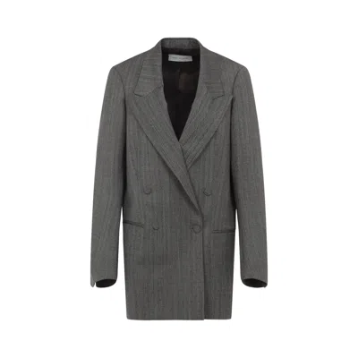 Dries Van Noten Longline Jacket With Notched Lapels And Pockets In Gray