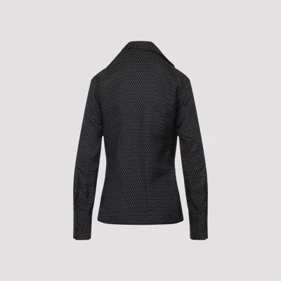 Dries Van Noten Long Sleeve Wrap Shirt With Ruffled Collar In Black