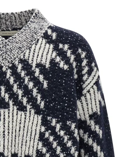 Dries Van Noten Check Wool-blend Sweater In Multi
