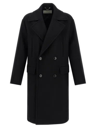 Dries Van Noten Racos 2216 M.w. Wool Double Breasted Coat In Black