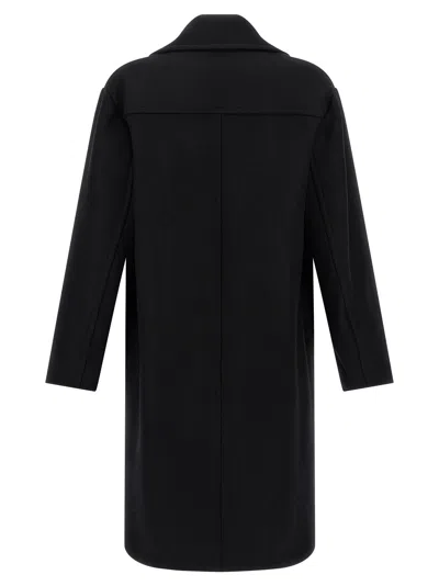 Dries Van Noten Racos 2216 M.w. Wool Double Breasted Coat In Black