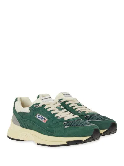Autry Hyperway Low Malachite And Silver Mesh And Suede Sneakers In Green