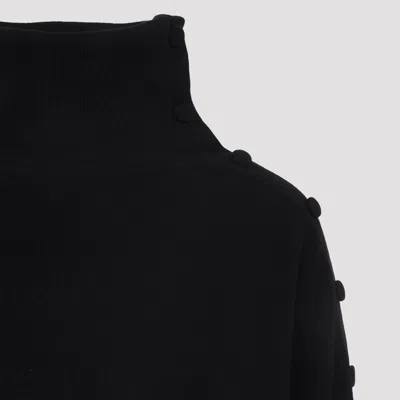 Dries Van Noten Ribbed Collar Cashmere Sweater With Side Button Detailing In Black