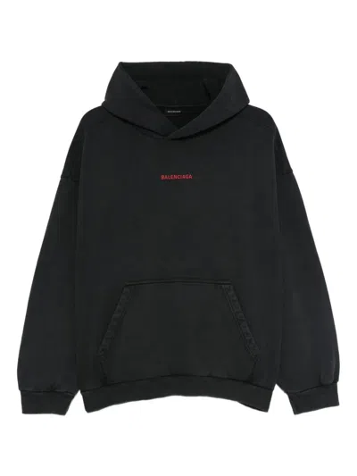 Balenciaga Hoodie With Front Pocket And Ribbed Cuffs In Multi