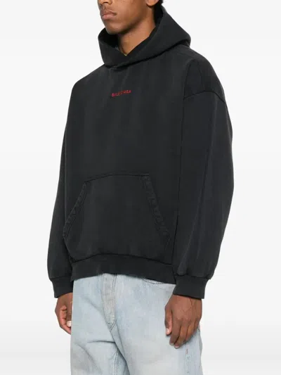 Balenciaga Hoodie With Front Pocket And Ribbed Cuffs In Multi