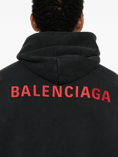 Balenciaga Hoodie With Front Pocket And Ribbed Cuffs In Multi