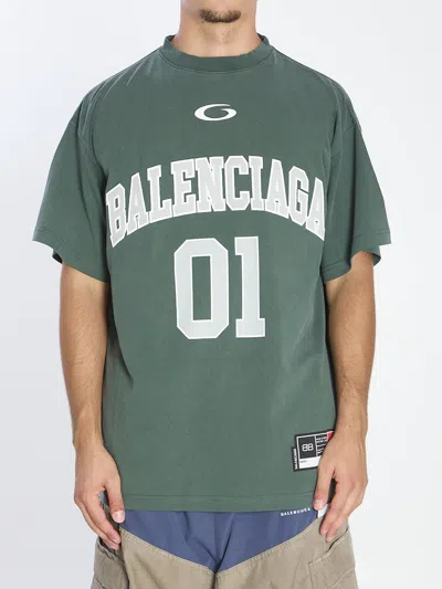 Balenciaga Graphic Print Basketball Short Sleeve T-shirt In Green