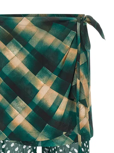 Dries Van Noten Layered Sheer Tie Waist Wrap Trousers In Multi