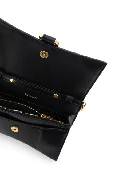 Balenciaga Black Leather Hourglass Clutch
