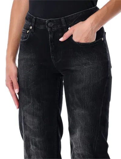 Balenciaga Crinkled Effect Wide Leg Jeans With Washed And Worn-out Details In Black