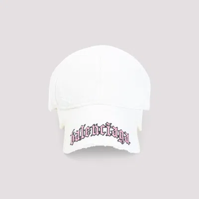 Balenciaga Blackletter Script Logo Baseball Cap In White