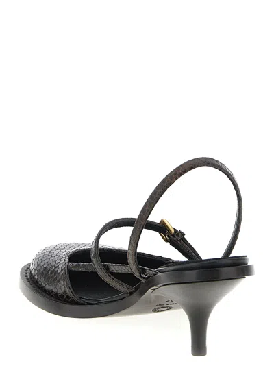 Dries Van Noten Slingback Sandals With Buckle And Kitten Heel In Brown