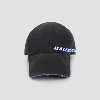 Balenciaga Tilted Typo Cap In Cotton Drill Accessories In Blue