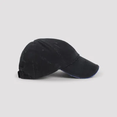 Balenciaga Tilted Typo Cap In Cotton Drill Accessories In Blue
