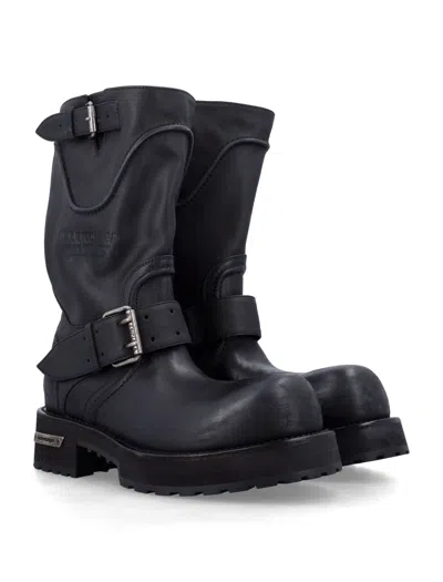 Balenciaga Venom Boots In Worn-out Effect Leather Shoes In Black