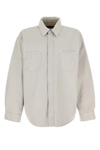 Balenciaga Light Grey Cotton Oversize Shirt In White