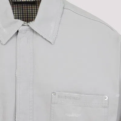 Balenciaga Light Grey Cotton Oversize Shirt In White