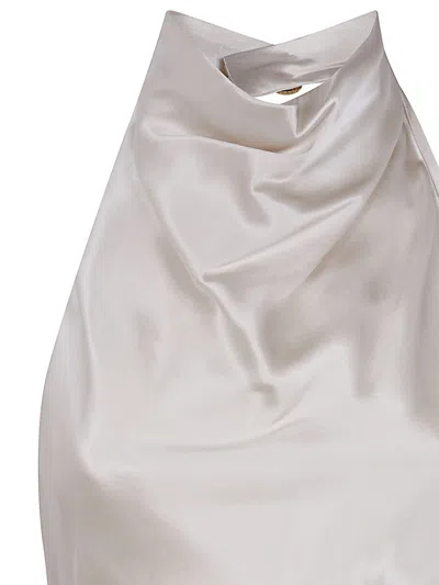 Balmain Halterneck Crepe Satin Top Clothing In Neutral