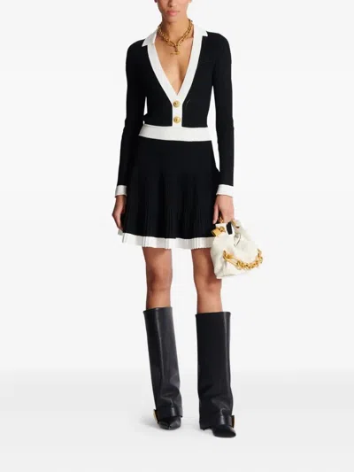 Balmain Colorblock Twisted Cable Long Sleeve Sweater Dress In Multi