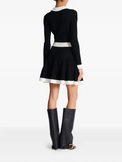 Balmain Colorblock Twisted Cable Long Sleeve Sweater Dress In Multi