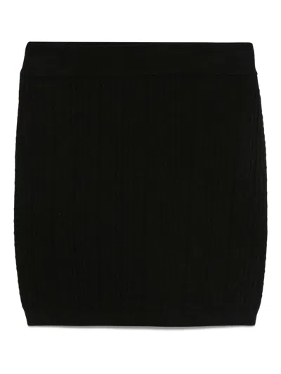 Balmain Monogram Knit Mini Pencil Skirt In Black