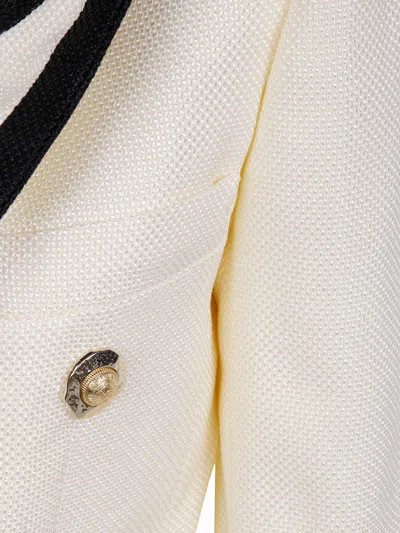 Balmain One Button Fitted Natte Jacket Clothing In White