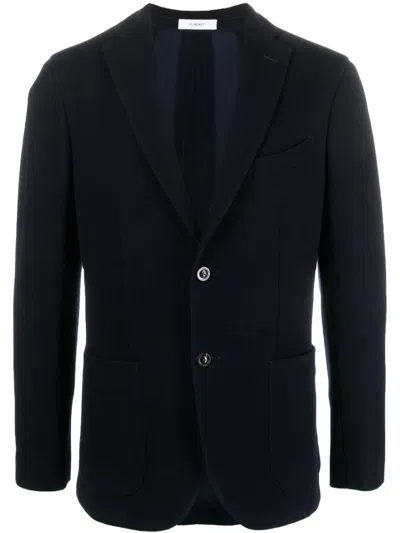 Boglioli Wool Dart Detailing Notched Lapels Front Button Jacket In Black