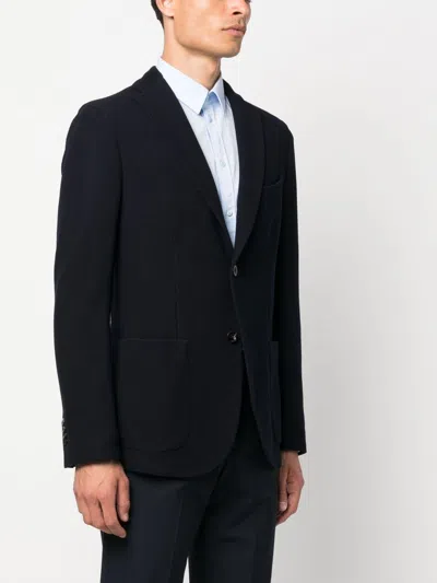 Boglioli Wool Dart Detailing Notched Lapels Front Button Jacket In Black