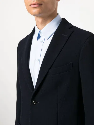 Boglioli Wool Dart Detailing Notched Lapels Front Button Jacket In Black