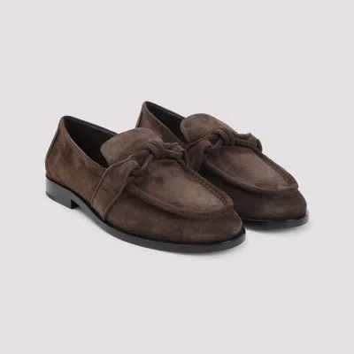 Bottega Veneta Brown Suede Astaire Loafers In Brown