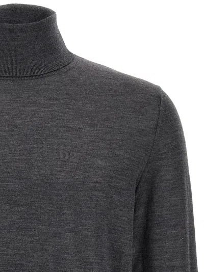 Dsquared2 D2 Turtleneck Sweater In Gray