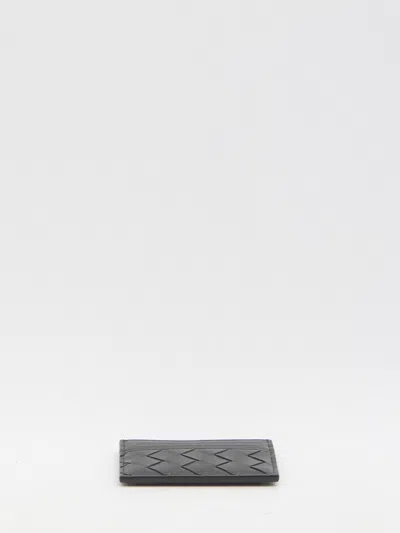 Bottega Veneta Womens Intrecciato Leather Card Holder Black-gold