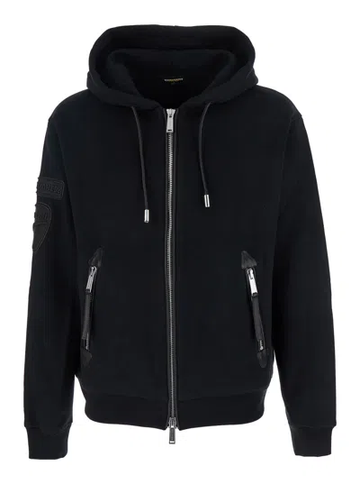 Dsquared2 'ducati X D2' Black Sweatshirt With Drawstring Hood And Maxi Logo Lettering On The Rear In Cotton Ma In Black