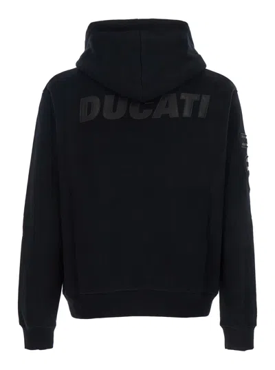 Dsquared2 'ducati X D2' Black Sweatshirt With Drawstring Hood And Maxi Logo Lettering On The Rear In Cotton Ma In Black