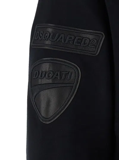 Dsquared2 'ducati X D2' Black Sweatshirt With Drawstring Hood And Maxi Logo Lettering On The Rear In Cotton Ma In Black