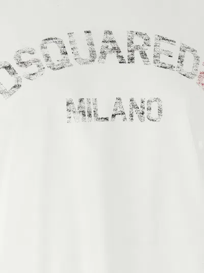 Dsquared2 Relaxed-fit Cotton T-shirt With Bold Graphic Print In White
