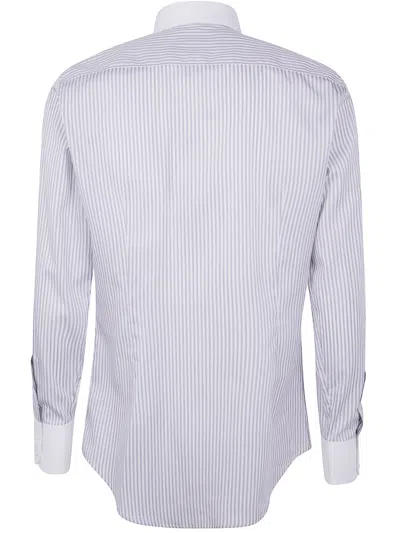 Dsquared2 Cotton Shirt With Striped Pattern And Button-down Collar In White