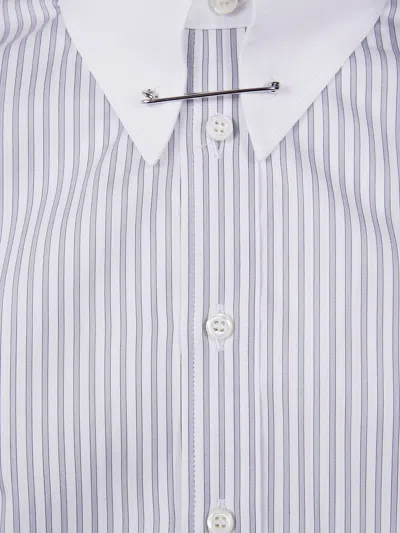 Dsquared2 Cotton Shirt With Striped Pattern And Button-down Collar In White
