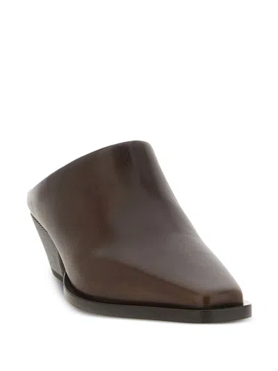 Brunello Cucinelli Brown Square Toe Sandal In Multi