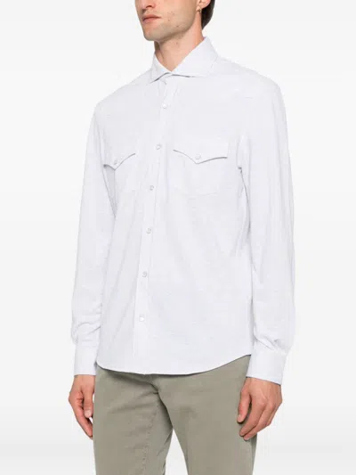 Brunello Cucinelli Men Cotton Shirt In White