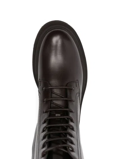 Brunello Cucinelli Leather Biker Boots In Brown
