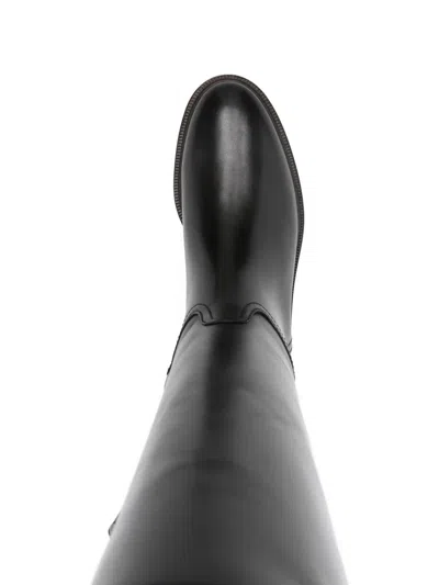 Brunello Cucinelli Knee High Leather Riding Footwear In Black