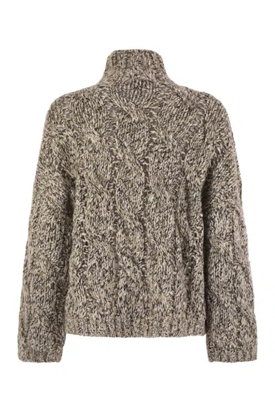 Brunello Cucinelli Women Wool And Cashmere Sweater With Sequins In Gray